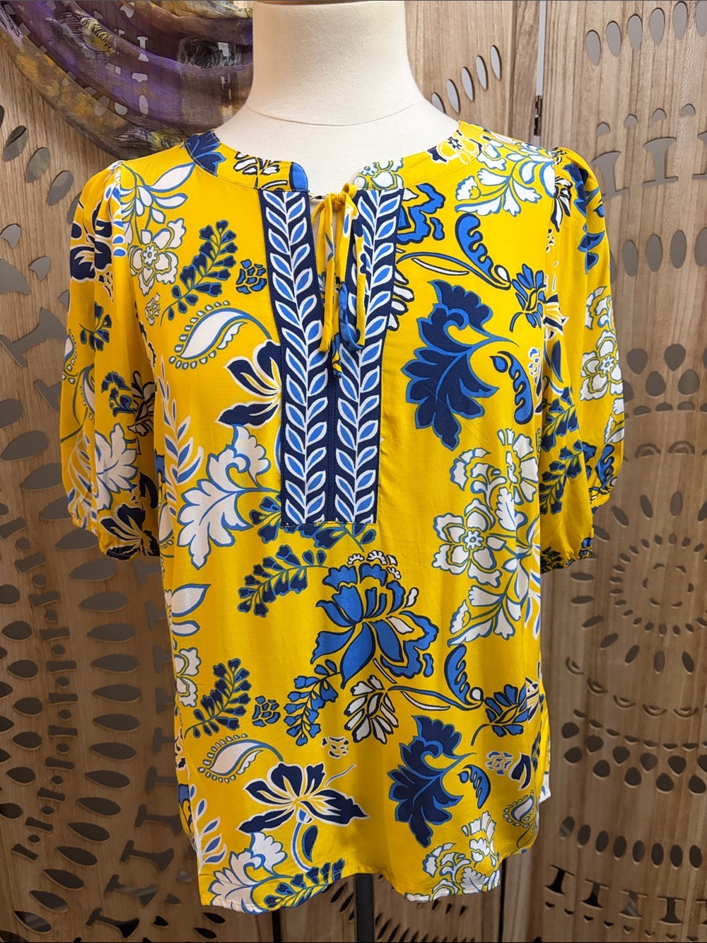 NWT / TALBOTS / yellow & blue floral blouse / MP